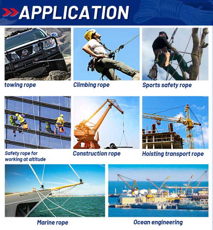 ABS approuvé 12 fils de câble UHMWPE avec couverture en polyester double tressé 32mmx500m 9