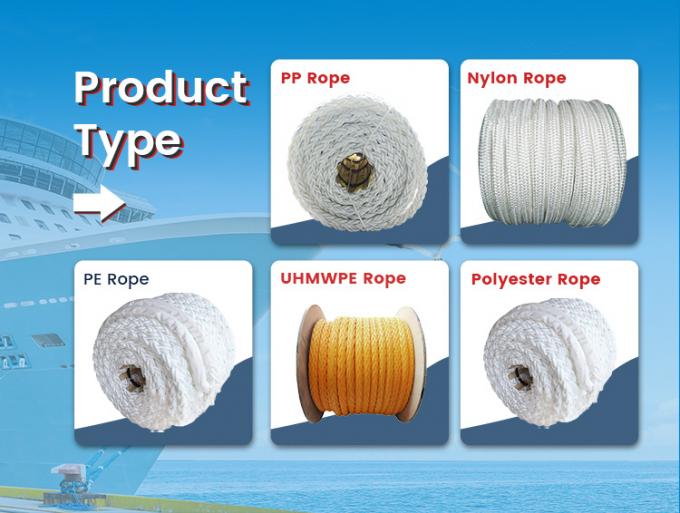Corde d'amarrage en polypropylène de PP de haute résistance blanche à 8 brins de 64 mm pour corde marine 13
