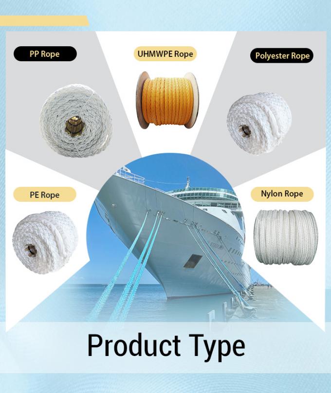 Corde en fibre synthétique UHMWPE tressée à 12 brins de haute résistance de 48 mm de diamètre pour le remorquage de navires de mer 6