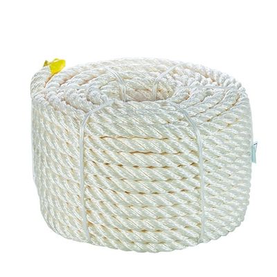 Cordes marines en nylon torsadées à 3 brins, 36 mm, 220 m par rouleau, couleur blanche, avec rapport d'essai d'usine