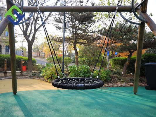 Le nid rond de terrain de jeu d'enfants balancent Seat 100cm noir avec le cordage d'armement