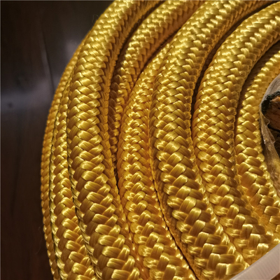 Couleur jaune Double tressé 10mmx200m UHMWPE corde avec couverture en polyester
