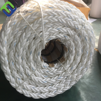 Corde d'amarrage en polypropylène de PP de haute résistance blanche à 8 brins de 64 mm pour corde marine