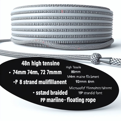 8 fils de corde d'amarrage marine en PP de 30 mm à 120 mm en polypropylène flottant