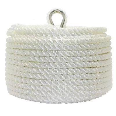 Corde en polyester 3 brins de 12 mm, couleur blanche, pour treuil d'ancre manuel