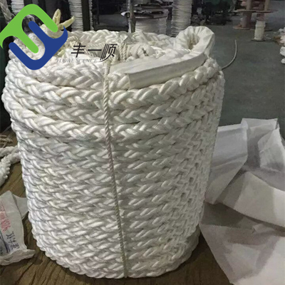 Corde blanche de polyester de 8 brins 25mm - 160mm Tow Line For Boat de amarrage